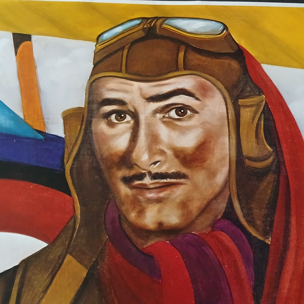 1983 Ferdie Pacheco Artist Errol Flynn Aviator Portrait Art Print Colorful